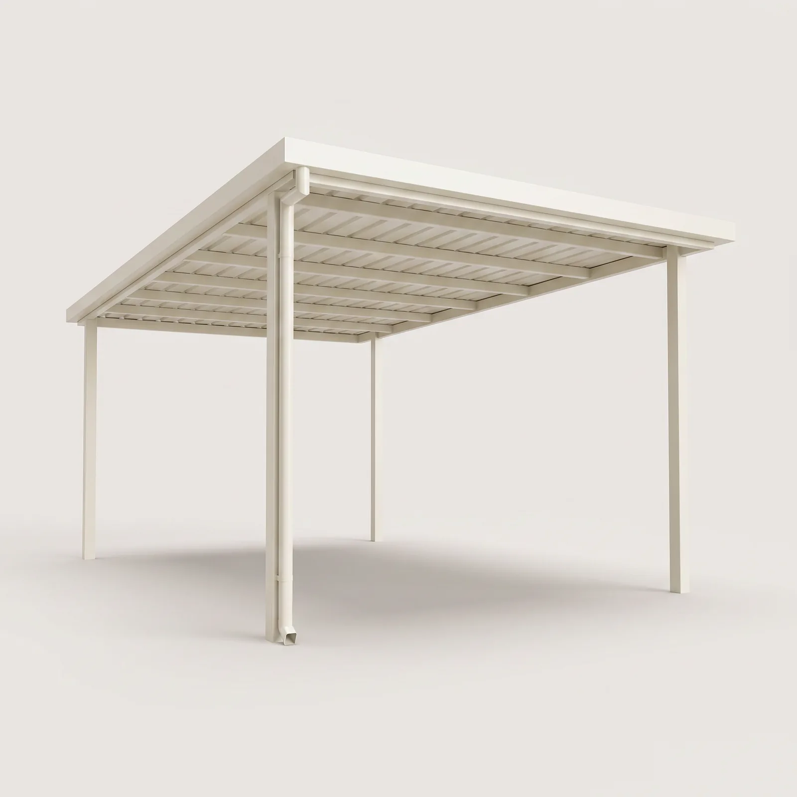 A freestanding Colorbond carport standing on its own posts on a Perth driveway
